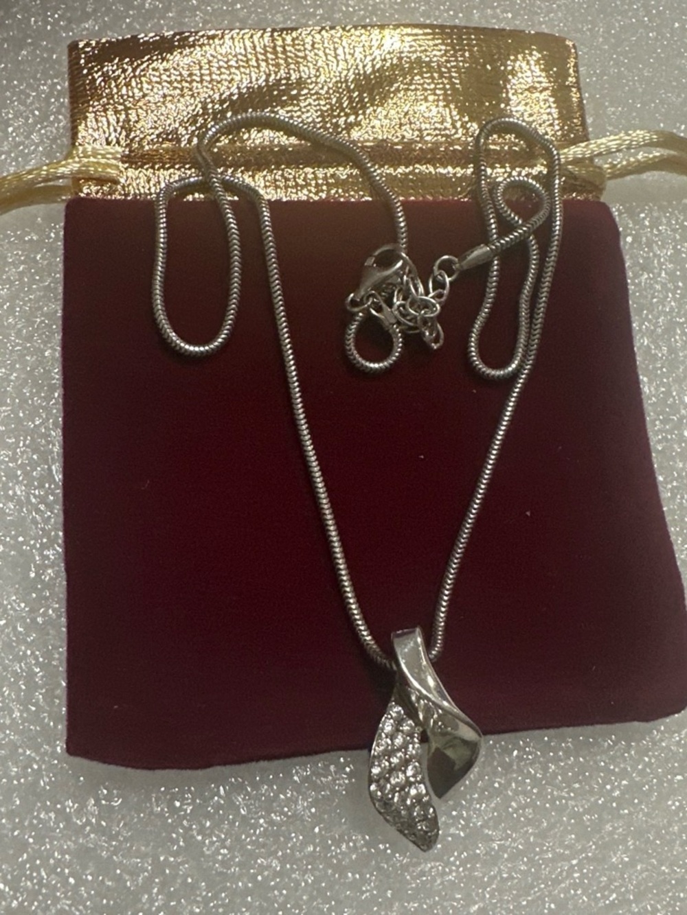 Sterling-Style Silver Pendant Necklace with Crystals - Silver